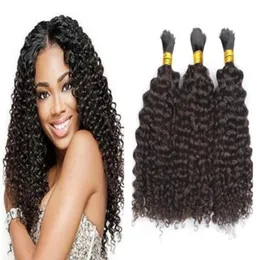 100 Human Hair Bulk Kinky No Weft Mongolian Bilk Plejanie Naturalne czarne 3pcs Lot25544771511473