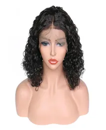 Rabatt produkt toppklass obearbetad Remy Virgin Human Hair Medium Natural Color Kinky Curly Full Front Lace Cap Wig för Lady3382641
