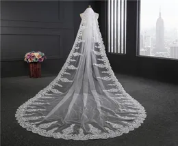 2018 Nuovo di alta qualità lungo bianco avorio velo da sposa appliques pizzo in rilievo veli da sposa accessori da sposa sposa per abito da sposa1071612