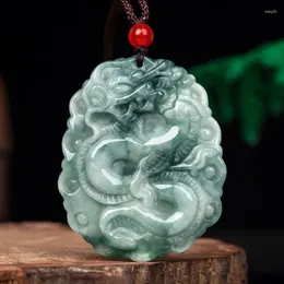 Wisiorki Grade A Jade Dragon Wisiant Naszyjnik Kobiety Myanmar jadeite z certyfikat