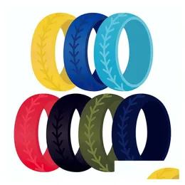 Bandringar 7 färger/Lot Sile Sportsringar Uni Personlig softballfinger för kvinnor Män Bröllop Engagemang Fashion Jycken Gift Drop Dhu0a