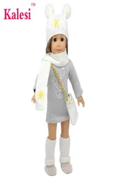 6 Piece Girl Doll Accessories 18 inch Doll Clothes Accessories Set bag scarf hat Fits 1618 inches doll5115386