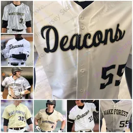 Wake Forest Baseball Jersey NCAA College Josh Hartle Hawke Adam Cecere Sean Sullivan Reed Masinole Rhett Lowder Kurtz Bennett Wilken Johnson Chris Katz Sheets