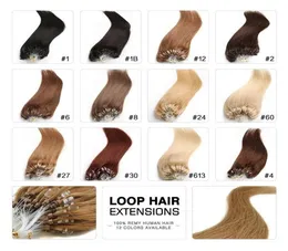 Наращивание волос Micro Loop Remy 18 дюймов 20 дюймов 22 дюйма 24 дюйма Индийские девственные волосы Прямые кератиновые волосы 100 глоток 1 г прядь 133446996