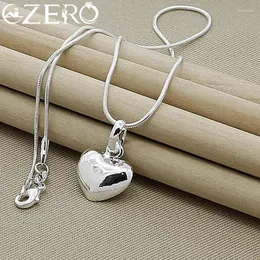 Pendants 925 Sterling Silver Solid Heart Necklace 18-30 Inch Snake Chain For Women Girl Wedding Charm Fashion Jewelry Luxury