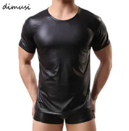 Camisas de couro do plutônio dos homens sexy de fitness topos gay camiseta camisetas dos homens palco tshirt oneneck sexy masculino roupas casuais clube fetis5133565