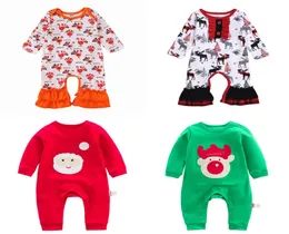 Baby Christmas Jumpsuits Toddler Boys Cartoon Turkey Snowman Romper Kids Lersure Clothes Infant Girls Ruffle Letter Onesies Outfit7879064