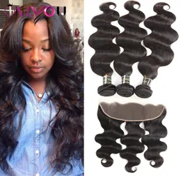 Unprocessed Peruvian Tissage Body Wave Hair Weaves Remy Human Tape Hair Extensions 3 Bundles with Lace Frontal Closure Weaves Whol8088906