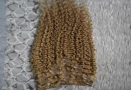 Mongolisk kinky lockigt klipp i hårförlängningar 7pca 100g klipp i afro hårförlängning 10quot26quot afrikanskamerikansk klipp i hum7868923