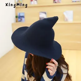 Вдоль шапки из овечьей шерсти вязаная рыбацкая шляпа qiu dong Женская мода ведьма остроконечная шляпа-ведро аксессуары185J