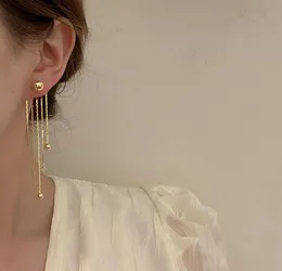 Dangle Chandelier SRCOI Boho Long Rhinestone Golden Metal Chain Tassel Drop Earrings Women Wedding Party Front And Back Ear Fash8853729