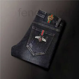 Męski projektant dżinsów marka zepsuta rozmiar Slim Fit Mała prosta rurka Sprężyna/lato Trwałe wszechstronne prace Straszne spodnie OEF3