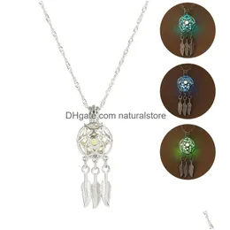 Pendant Necklaces Hollow Dreamcatcher Luminescent Necklaces For Women Glow In The Dark Dream Catcher Pendant Statement Choker Fashion Dhskc