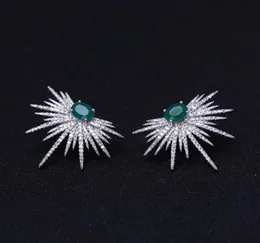 Stud janekelly stile punk orecchino a forma di punta pavé di zirconi brinco pietra verde orecchini scintillanti stella galassia trasparente 2211078729394