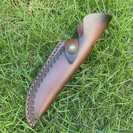 Nuovo S2265 Pelle di vacchetta per uso generale a due strati, Fodero per coltello in pelle per coltelli a lama fissa da 4,8 pollici Guaine con trama di cestino marrone con supporto per cintura