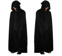 Sm unissex crianças capa com capuz traje de halloween cavaleiro manto preto homem feminino comprimento total com capuz capa casacos vampiro6597926