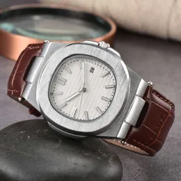 Couro de patente menwatch designer pateksphilippes manwatches relógio de quartzo baida banda de aço relógio de quartzo redondo masculino quartzo moda relógio
