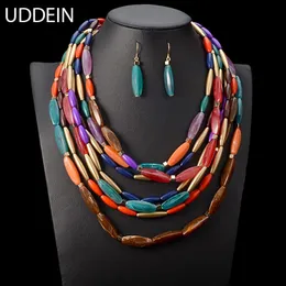 UDDEIN est fashion color beads multi layer necklace women party jewelry bohemian statement African bead set 240220