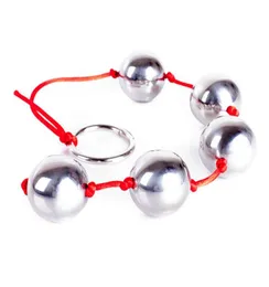 Rostfritt stål 5 bollar anal pärlor med ring vaginal bollar sex leksaker metall rumpa pärlor för kvinnor män glas vuxna leksaker kegel boll6090497