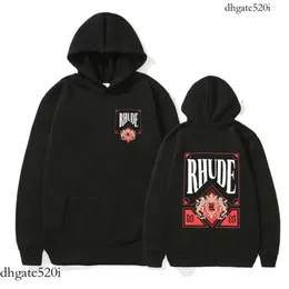 RHUDE HODIE MEN MENS HOODIES 스웨트 셔츠 탁월한 디자이너 Rhude American 패션 브랜드 카드 크라운 인쇄 후 까마귀 여성 커플 캐주얼 느슨한 고급 따뜻함