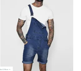 Overalls Fashion Men's Summer Denim Mini Jumpsuit Shorts Streetwear Brace Jeans Romper Pants