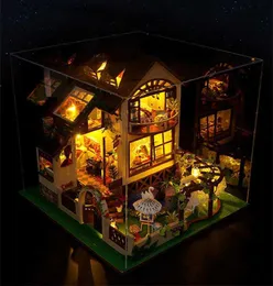 Arquitetura/casa grande villa diy casa de bonecas com móveis luz casa de boneca crianças menina menino para brinquedos presentes aniversário tb24