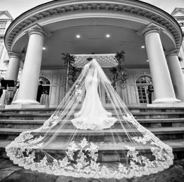 أبيض العاج الزفاف الحجاب واحد طبقة واحدة من الدانتيل الكاتدرائية طول 500 سم الزفاف حجاب فيلو فيلو mantilla مع comb