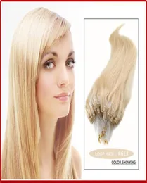 08gs 200Slot 14quot 24quot Micro ringloop Brasileiro remy Extensões de Cabelo Humano extensão do cabelo 613 lixívia blon5626574