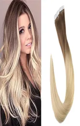 Ombre cor grossa e extremidades completas fita ins extensões de cabelo humano lado duplo brasileiro sem emenda no cabelo real 5431695