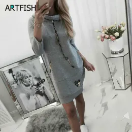 Dress Warm Winter Hooded Hoodies Dresses Pockets Long Sleeve Casual Mini Dress Sportwear Women Clothings Hoody Dress GV369