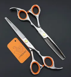 Lyrebird Hair Scissors قطع ترقق الأداة حلاقة مقص 6inch برغي ذهبي البرتقالي الرابط البسيط التعبئة الجديدة