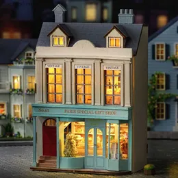 Architecture/DIY House Doll House Kit Gift Shop Mini Assembly Building Model DIY Handmade 3D Puzzle Girl Princess Toy Home Bedroom Decoration with Fur