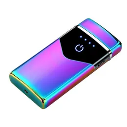 Lighters Double Arc Electric Usb Lighter Rechargeable Plasma Windproof Pse Flameless Cigarette Colorf Charge Drop Delivery Home Gard Dhghf