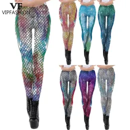 Tozluk VIP Moda Kadınlar Denizkızı Taytlar Kadın Seksi Kostüm Fitness Egzersiz Pantolon Renkli Balık Ölçekleri Leggins Casual Street Giyim