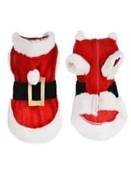 Abbigliamento per cani Costume da Babbo Natale Abbigliamento natalizio per cani di piccola taglia Cappotto invernale con cappuccio Giacche Abbigliamento per cuccioli Chihuahua Yorkie Outf2726357