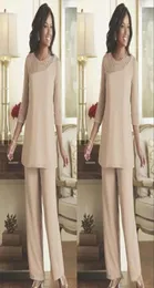 Setwell Elegant Lace Mother of the Bride Pant Suits Summer Chiffon Made 34 Long Sleeves Wedding Guest Warit Mother Ju783754