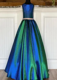 Glitter Pageant Dresses for Teens Toddler 2021 Crystals Ombre Long Little Girls Prom Gowns Jewel Sleeveless Formal Party Wear3427029