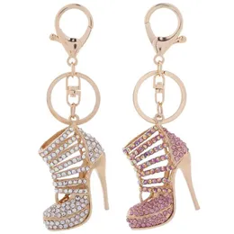 Crystal High Heels Shoes Key Chains Rings Shoe Pendant Car Bag Keyrings For Women Girl KeyChains Gift217K