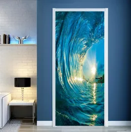 2 Stück Set Toraufkleber DIY Wandbild Schlafzimmer Home Decor Poster PVC 3D Surf Wasserdicht Nachahmung 3D Türaufkleber Tapete Aufkleber8324819