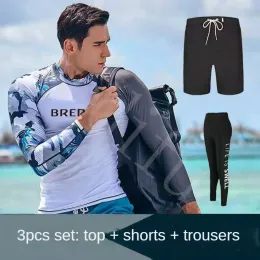 Kostymer Wetsuit Split LongSleeved Swimsuit Men Surfing Suit Snorkling Swimming Swimming Rafting Fitness Sunscreen QuickDrying