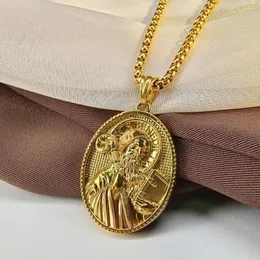 Colares Pingente de Aço Inoxidável San Benito Colar Para Homens Mulheres Ouro / Prata Cor Metal St Benedict Medalha Gargantilha Jóias Religiosas