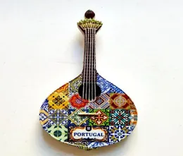 Handgjorda målade Portugal Guitar 3D Harts Kylmagneter Turism Souvenirer Kylskåp Magnetiska klistermärken Gift Hemdekor9100206