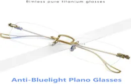 Luxur Design Retrovintage Antibluelight Glasses Rimless Frame 5519143 Lightweight Titanium Rectangular för recept Fashio6540894