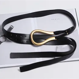 Belts est fashion soft faux leather belts personality big alloy buckle thin double layer waistbands shirt knotted belt long straps 221205