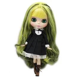 얼음 DBS Blyth Doll Series No.BL901632083208340 노란색 믹스 녹색 머리 끈 흰색 피부 관절 신체 Neo 6 BJD 240226