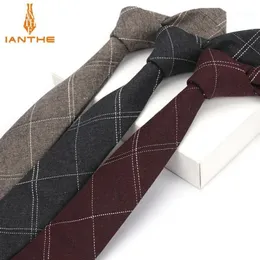 Ianthe 6cm Men's Suit Tie Classic Men Plaid Necktie Formal Business Bowknots Ties Male Cotton Skinny Slim Narrow Ties Cravat1246q