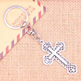 Keychains 20pcs Fashion Keychain 54 33 Mm Cross Pendants DIY Men Jewelry Car Key Chain Ring Holder Souvenir For Gift
