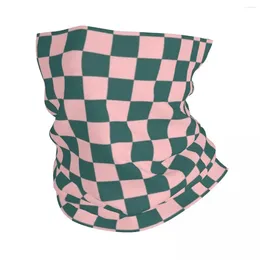 Bandanas Checkerboard Mönster Teal och Pink Bandana Neck Gaiter UV Protection Face Scarf Cover Geometric Plaid pannbandrör Balaclava