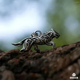 Colares Pingente Viking Mens Aço Inoxidável Geri e Freki Lobo Animal Colar Celta Nó Vintage Hip Hop Glamour Jóias Presente