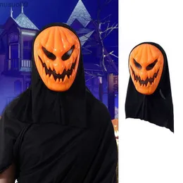 Designer Masks Terror Halloween Plastic Orange Devil Mask Soft Realistic Facial Novelty Pumpkin Devil Masquerade Performance Costumes Props